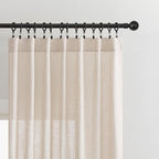 Joydeco Linen Curtains for Living Room,Semi Sheer Drapes Window Long Curtains 72 inches Long Pink Beige