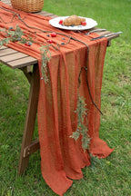 Keketo Fall Table Runner Terracotta Rust Gauze 120 Inch 10 FT Rustic Burnt Orange Cheese Cloth for Wedding Baby Bridal Shower Party Centerpiece Sheer Thanksgiving Fall Decorations for Home