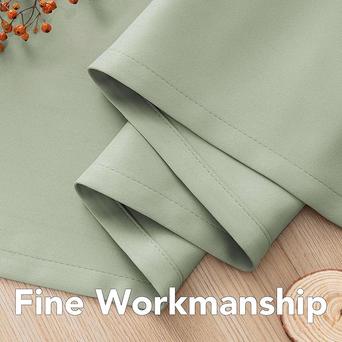 H.VERSAILTEX Blackout Curtains for Bedroom Thermal Insulated Room Darkening Living Room Curtains 63 Inch Long Grommet Privacy Protection Window Curtain Panels/Drapes for Nursery,2 Panels,Light Sage