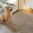 JSEI Dirt Trapper Door Mat 20"x32" Non-Slip Washable Entrance Mat, Dog Doormats, Absorbent & Fade-Resistant Floor Mats, Low Profile Welcome Mats for Entryway, Front Door, and Inside Entrance, Beige
