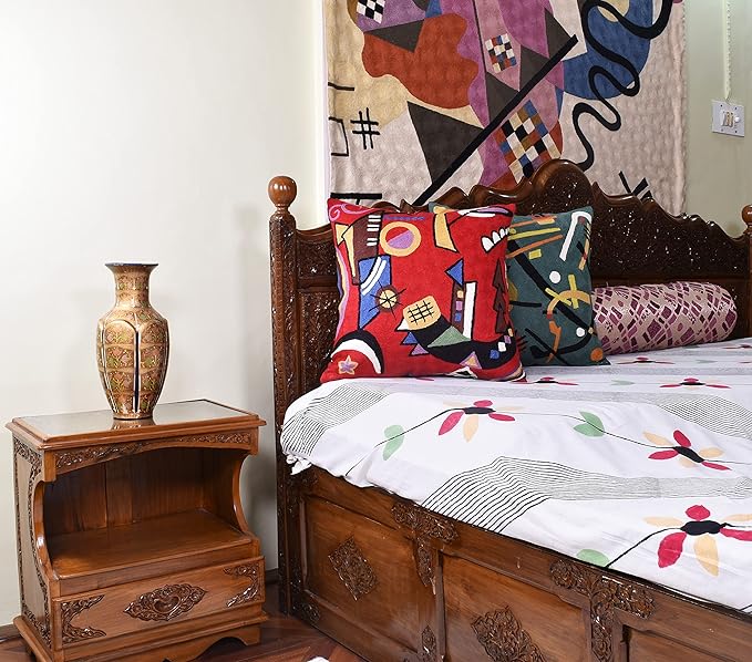 Kandinsky Red Abstract Pillow Cover Gegen Modern Pillowcase Scarlet Reds Abstract Chair Cushion Contemporary Pillow Farmhouse Pillows Couch Handembroidered Wool Size 18x18