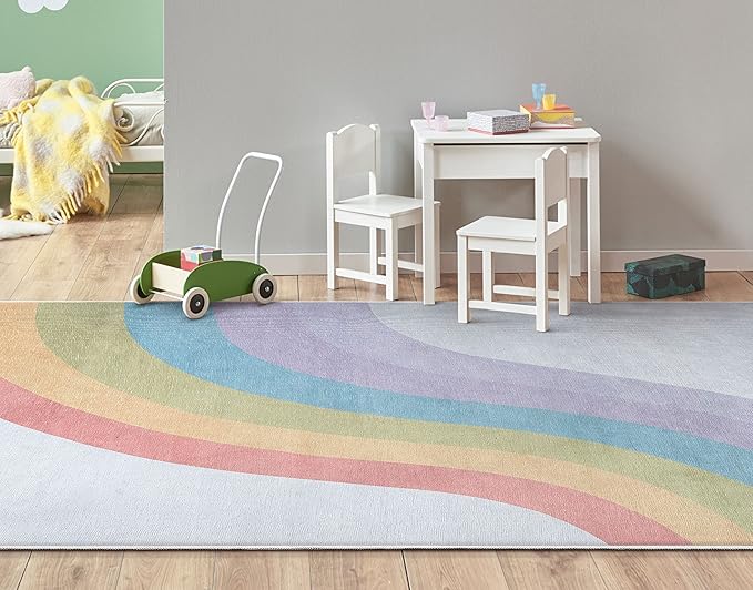 Well Woven Kids Rainbow Rug, 6' x 9', Multi Color