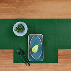 Solino Home Linen Pine Green Table Runner 120 Inches Long - 100% Pure Linen 14 x 120 Inch Table Runner for Fall, Autumn, Thanksgiving - Fete
