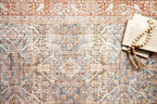 Loloi Layla Collection LAY-04 Ocean/Rust 2'-6" x 9'-6" .13" Thick Runner Rug, Soft, Durable, Vintage Inspired, Distressed, Low Pile, Non-Shedding, Easy Clean, Printed, Living Room Rug