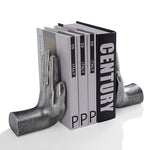Danya B. Contemporary Accent Book Shelf Decor - Hands Sculpture Bookend Set of 2 (Silver)