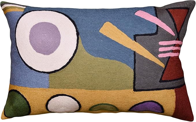 Lumbar Kandinsky Abstract Pillow Cover - Soul Modern Chair Pillowcase Abstract Couch Cushion Contemporary Pillowsham Farmhouse Sofa Handmade Wool Size 14x20