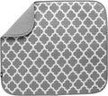 S&T INC. Dish Drying Mat, 16” x 18”, Absorbent Microfiber Kitchen Counter Mat, Dish Drying Pad for Dishes, Utensils, Pots and Pans, Large, White Trellis