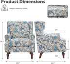 UIXE High Back Floral Accent Chairs Set of 2, Upholstered Armchair in Fabric, Retro Printed Wingback Arm Chair for Living Room, Nailhead Trim Single Sofa Bedroom Reading Seat - Boho Blue