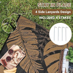 GAOMON Outdoor Patio Rug 9x18 Waterproof Outdoor Plastic Straw Rug Reversible Camping Mat, Foldable Portable RV Picnic Carpet with Bag & 4 Stakes, UV Resistant Outside Carpet for Deck Balcony, Brown