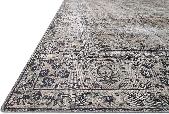 Loloi Layla Collection LAY-06 Taupe/Stone 9'-0" x 12'-0" .13" Thick Area Rug, Soft, Durable, Vintage Inspired, Distressed, Low Pile, Non-Shedding, Easy Clean, Printed, Living Room Rug
