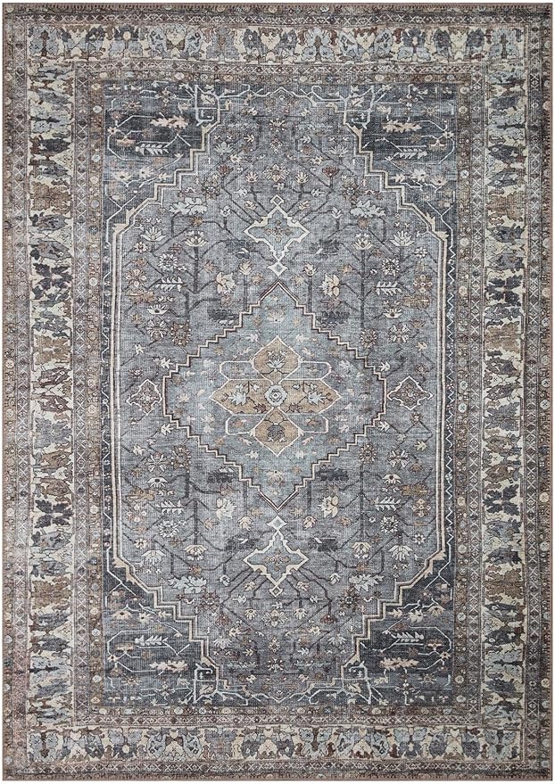 Keen Home Design 10x14 Rug - Machine Washable Area Rug with Non-Slip Backing, Ideal for Living Room, Dining Room, Bedroom - Vintage, Easy Clean, Durable, Low Pile Rug - (9'7" x 14')