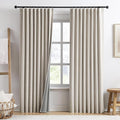 RAIN CITY Linen Beige Blackout Curtains 84 Inch Long 2 Panels,Linen Blend Aesthetic Heat and Cold Blocking Thermal Drop Cloth Traverse Curtains for Living Room Bedroom Polyester Soft Fabric 50 Wide