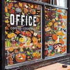 Fall Window Clings Decorations - Leaves Pumpkin Scarecrow Autumn Clings for Glass Windows, Double Sided Reusable Window Stickers, Cute Large Thanksgiving Harvest Window Decals-184 PCS/9 Sheet
