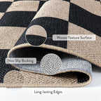 Lahome Checkered Easy Jute Runner Rug, 2x6 Kitchen Runner Rug Non Slip Washable Outdoor Carpet for Entryway Indoor, Checkerboard Black Indoor Outdoor Carpet Runners for Hallway 6ft Entry