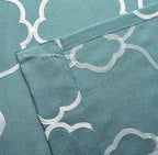MIUCO Moroccan Embroidery Semi Sheers Curtain Faux Linen Grommet Window Curtains for Bedroom 52 x 95 Inch 2 Panels, Teal