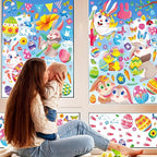 Large Easter Window Clings - Bunny Window Stickers Decals for Glass Windows, Cute Easter Egg Double Sided Reusable Window Holiday Decorations, Bird Office Spring Patry Decor, 9Sheet/121PCS