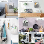 2pcs Small Wall Hanging Organizer Bag, Linen Fabric Door Hanging Storage Basket with Pockets, Waterproof Bin for Kitchen, Bedroom, Office, RV Camper (Triangle)