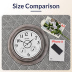 Andy Star 21 Inch Large Luminous Outdoor Wall Clock and Temperature for Patio, Pool, Oversized Round Wall Clocks Waterproof, Vintage Brushed Gray Oak Wooden Finish Silent Non Ticking