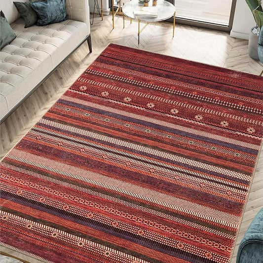 Keen Home Design 6x9 Rug - Machine Washable Area Rug with Non-Slip Backing, Ideal for Living Room, Dining Room, Bedroom - Vintage, Easy Clean, Durable, Low Pile Rug - (6' x 9')