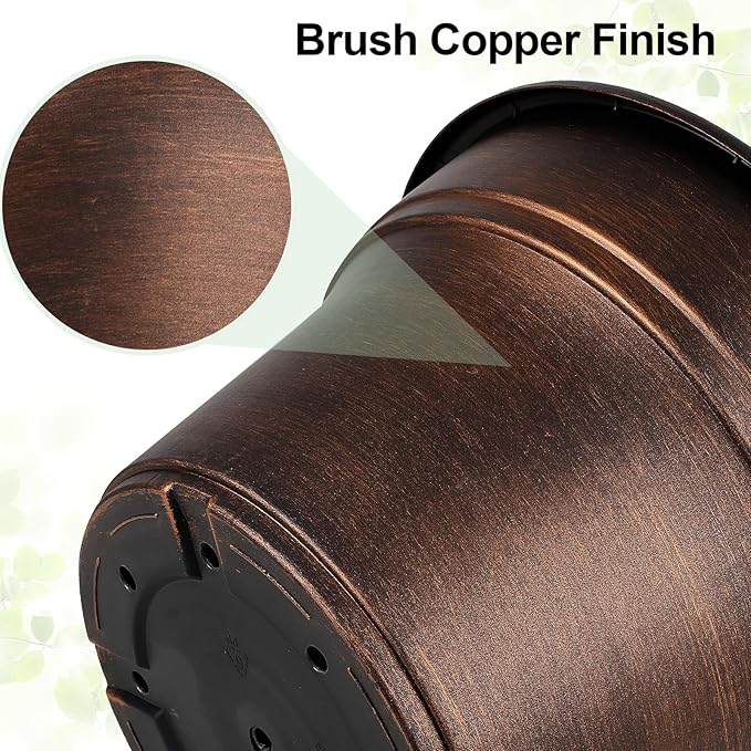 Plant Planters Pots Set of 4 Pack 13 Inch，Large Plastic Flower Pot for Indoor Plants with Drainage Holes & Trays, Resin Decorative Container Sets with Saucer for House Outdoor Garden Plant Copper