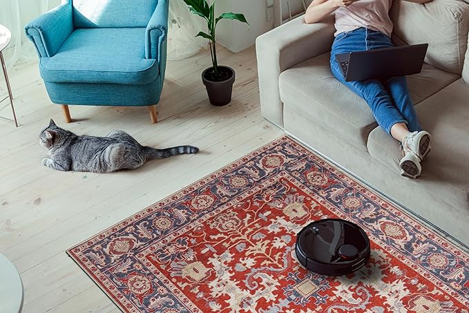 Keen Home Design 2x10 Rug - Machine Washable Runner Rug with Non-Slip Backing, Ideal for Hallway, Entryway, Kitchen, Laundry Room - Vintage, Easy Clean, Durable, Low Pile - (2'6" x 10')