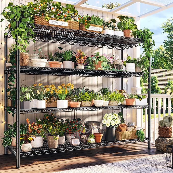 REIBII 60" W Storage Shelves 2878LBS Wire Shelving Unit with Wheels Heavy Duty Metal Shelving Adjustable Metal Shelves for Pantry,Kitchen,Garage,Basement,Business,Warehouse,60”W ×24”D×65.3”H