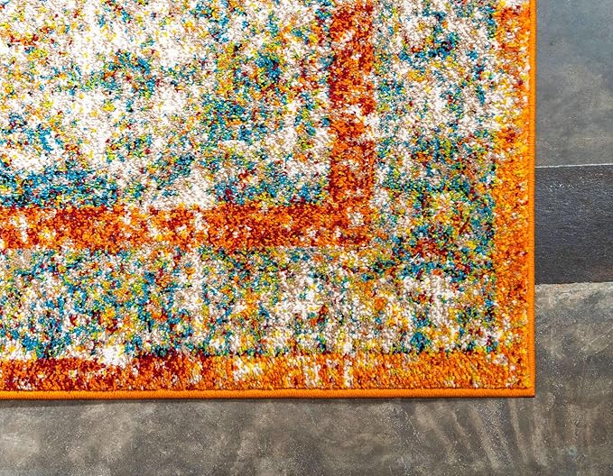 Unique Loom Rosso Collection Vintage, Traditional, Bohemian, Geometric, Distressed, Southwestern Area Rug (2' 7 x 10' 0 Runner, Beige/Orange)