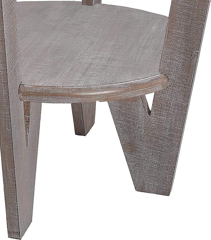 Rustic Farmhouse End Table with Storage Shelf, French Country Accent Side for Family, Dinning or Living Room, Small Spaces, Modern, Round, Vintage Blue Finish, Curved Leg