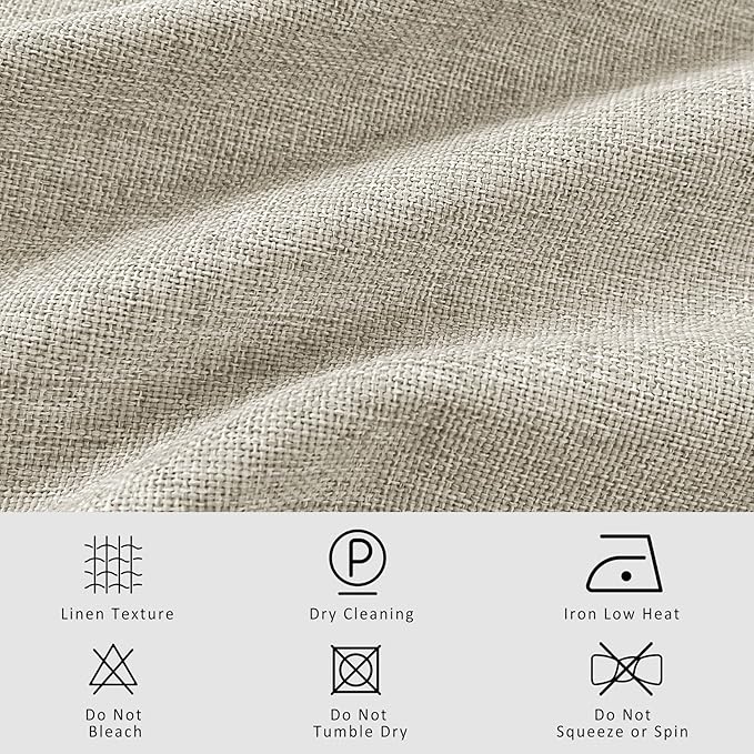 Macochico 120”Wx102”L 100% Blackout Linen Curtains Pinch Pleated Thermal Panels for Sliding Door Bedroom Living Room Farmhouse Shabby Chic Ivory White Burlap Curtains with Tieback 1 Panel