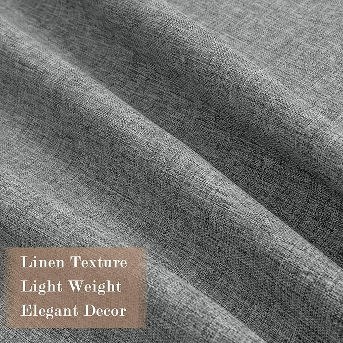 Extra Wide 100% Blackout Linen Textured Curtains - Room Dividers, W200 x L84 (1 Panel), Pinch Pleat Drapes for Living Room, Full Light Block Out Drapery for Sliding Door, Mid Grey