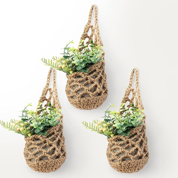 3PK Wall Planters for Indoor Plants, Macrame Plant Hanger | Wall Planter, Plant Hanger, Hanging Planter (3PK, for 4 inch Pot)