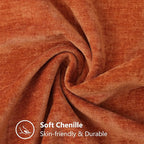 decorUhome Fall Chenille Soft Throw Pillow Covers 12x20 Set of 2, Lumbar Velvet Farmhouse Neutral Decorative Euro Pillow Covers with Stitched Edge for Couch Sofa Bed Home Decor, Rust
