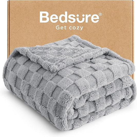 Bedsure GentleSoft Silver Grey Throw Blanket for Couch - Super Soft Cozy Blankets Gifts for Women Men Girls, Cute Small Fleece Throws for Bedroom Home Decor, 50x70 Inches