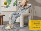 Modern Sherpa Accent Chair, Teddy Upholstered Arm Single Sofa, Cozy Fluffy Reading Chair for Living Room, Bedrooms, Corner (Cream White)