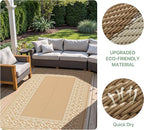 GENIMO Outdoor Rug Waterproof 6'x9' for Patio, Foldable Reversible Plastic Straw Carpet for Travel Trailers, Outside Area Mat for Rv, Deck, Picnic, Porch, Camper, Balcony, Beach, Brown & Beige