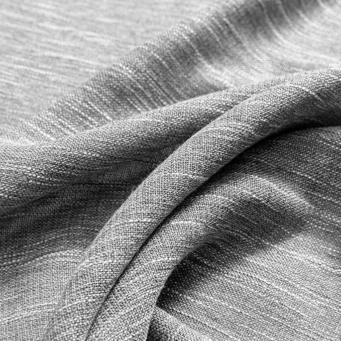 MYSKY HOME 95 Inch Curtains Farmhouse Light Filtering Privacy Curtain Drapes for Patio Door Living Room, Linen Look Texture Fabric Bohemian Draperies Soft Touch, 50x95, Dark Grey, 2 Panels