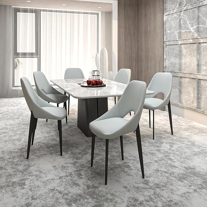LeisureMod Amalfi Upholstered Fabric Dining Chair – Modern Side Chair with Iron Legs, Mid-Century Accent Chair for Dining Room or Kitchen