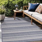 Stripe Outdoor Rug 10x14 Washable Outside Carpet for Indoor Patio Porch Waterproof Easy Cleaning Non Shedding Area Rugs Blue 10 x 14