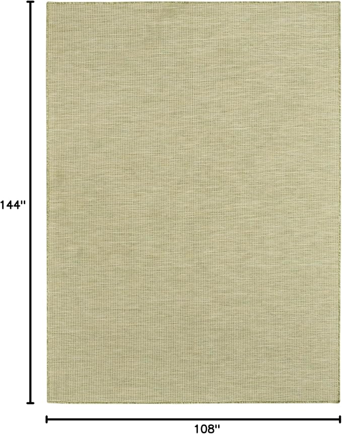 Nourison Home Positano Indoor/Outdoor Green 9' x 12' Area Rug, Easy Cleaning, Non Shedding, Bed Room, Living Room, Dining Room, Backyard, Deck, Patio (9x12)