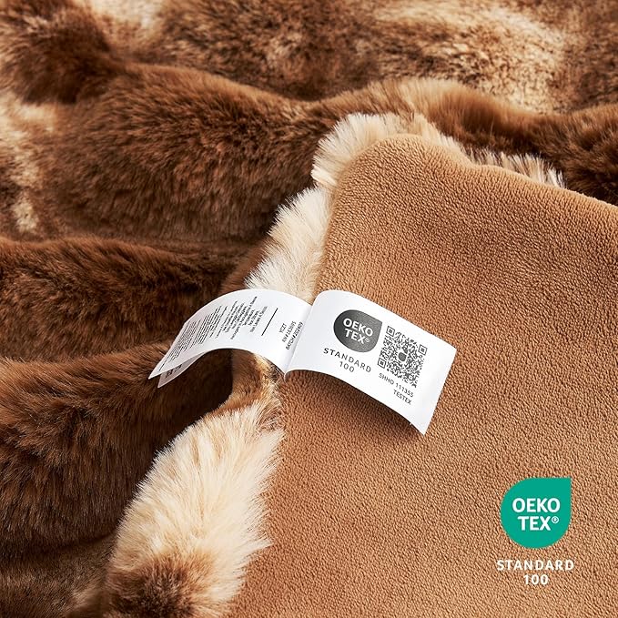 Cozy Bliss Faux Fur Throw Blanket for Couch, Fuzzy Soft Plush Thick Bubble Blanket for Sofa Bedroom Living Room, 60 * 80 Inches Tie Dye Brown