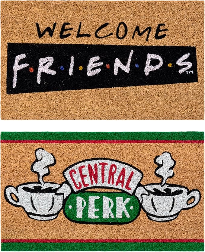 Gertmenian Friends Coir Doormat - 2x3 Welcome Mat (2-Pack), Ideal for High Traffic Areas in Front Door, Garage, Entryway - Paramount Central Perk/Welcome, 80028