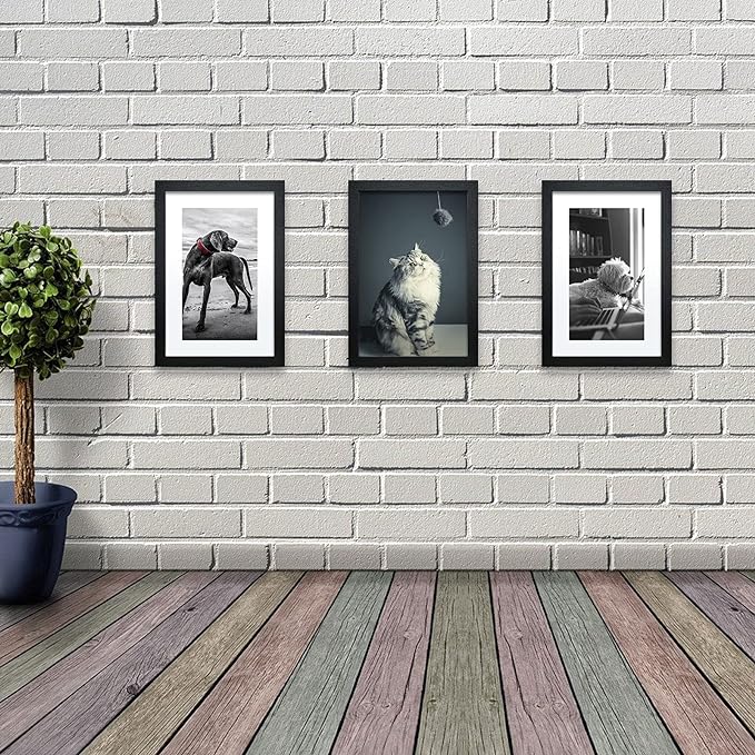 VCK Poster Frame 11x17 Set of 3, Wood Black Picture Frame, Wall Gallery Photo Frames, 3 Pack