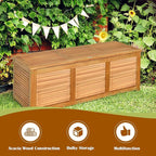 Tangkula 46 Gallon Acacia Wood Deck Box, Garden Backyard Storage Bench, Outdoor Storage Container for Patio Furniture Cushions and Gardening Tools (Natural)