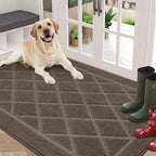 BEQHAUSE Dirt Trapper Door Mat 36" x 60", Doormat Non-Slip Entryway Rugs Washable, Dog Door Mat Stain Resistant and Absorbent Welcome Floor Mat for Front Back Door, Muddy Wet Shoes & Paws, Light Brown