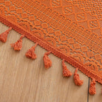 Sutuo Home Boho Curtains for Bedroom Living Room Kitchen,Crochet Lace Sheer Bohemian Hollow with Tassels,Window Treatment Drapes for Halloween Decor, Rod Pocket 1 Panel 59" W x 96" L, Burnt Orange