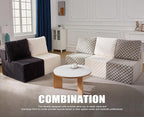 Single Sofa 1 Seat Couch with Deep Seat Memory Foam Cloud Chair with Pillows Large Sofa with L Shape for Living Room Bedroom (Strip White, Single)