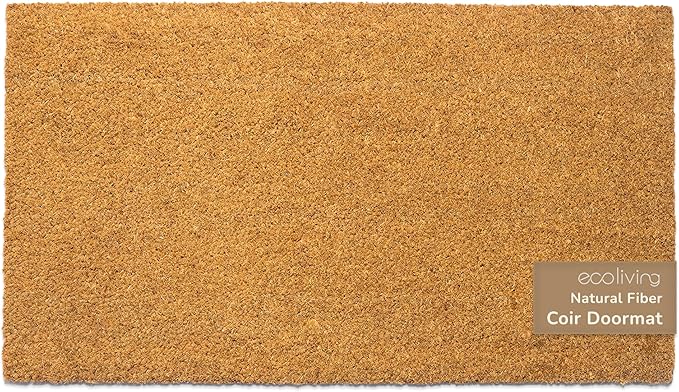 Welcome Doormats, Natural Coco Coir Mats with Non-Slip PVC Backing, Indoor Outdoor Mats for Home & Office, Floor Mats for Door Decor, Patio Decor, Plain Entry Mat, Beige, 30"x17"
