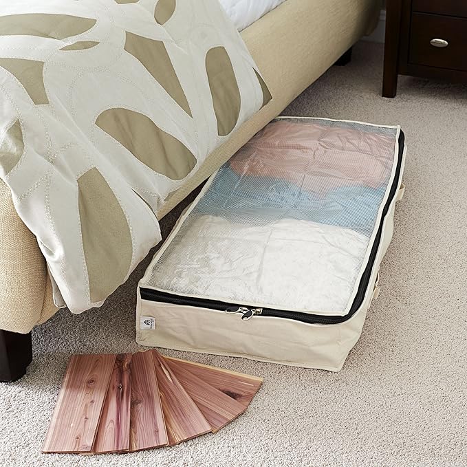 Household Essentials Cotton Canvas Under Bed Clothing and Linen Storage Bag | Natural