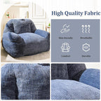 Giant Bean Bag Chair, Faux Fur Bean Bag Chair for Adults, Fluffy and Comfy Bean Bags with Filler, Big Bean Bag Sofa Chair for Reading, Gaming, Stuffed High-Density Foam, Grey