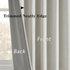 144 Inch Blackout Curtains 2 Panels Linen Textured 2 Story Extra Long Noise Reducing Curtains for Large Window Back Tab Pleated Look Rod Pocket with Hooks 50W x 144L,12 Ft Length Natural Birch/Ivory